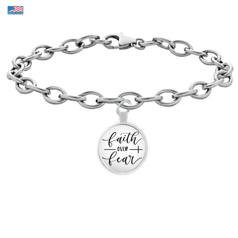 Faith Over Fear Pendant Bracelet